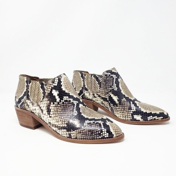 NWOT MADEWELL Sonia Low Leather Snake Chelsea booties - Picture 6 of 10